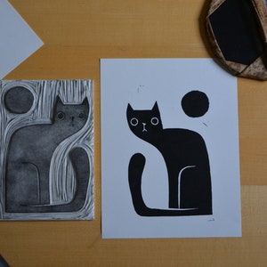 Stampa su linoleum "Mooncat" su linoleum