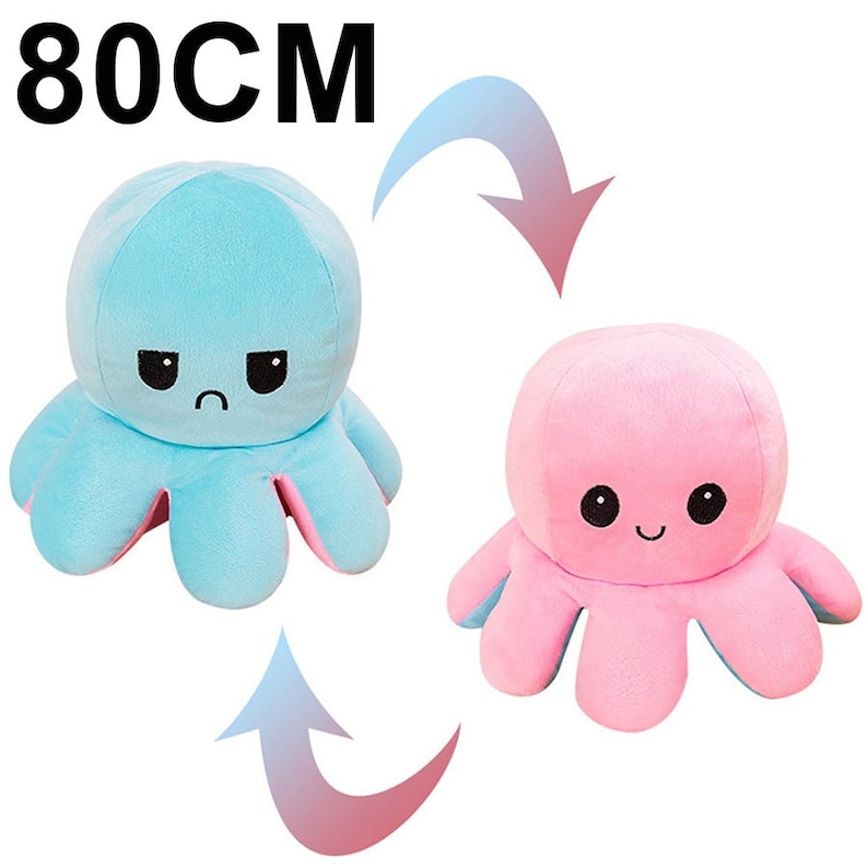 GIANT 80CM Reversible Mood Octopus Plush Etsy UK