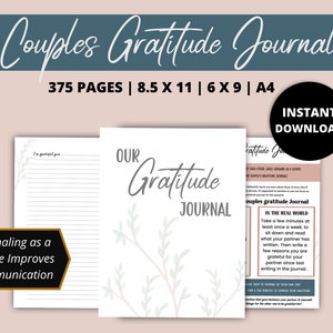 Couples Therapy, A Gratitude Journal for Couples, This is a 370 page Couples wellness, Relationship workbook & includes journal prompts.