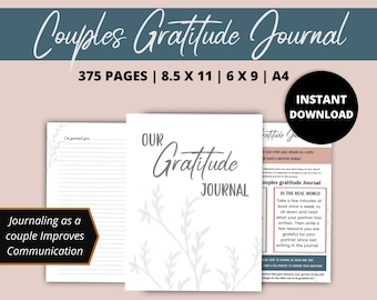 Couples Therapy, A Gratitude Journal for Couples, This is a 370 page Couples wellness, Relationship workbook & includes journal prompts.