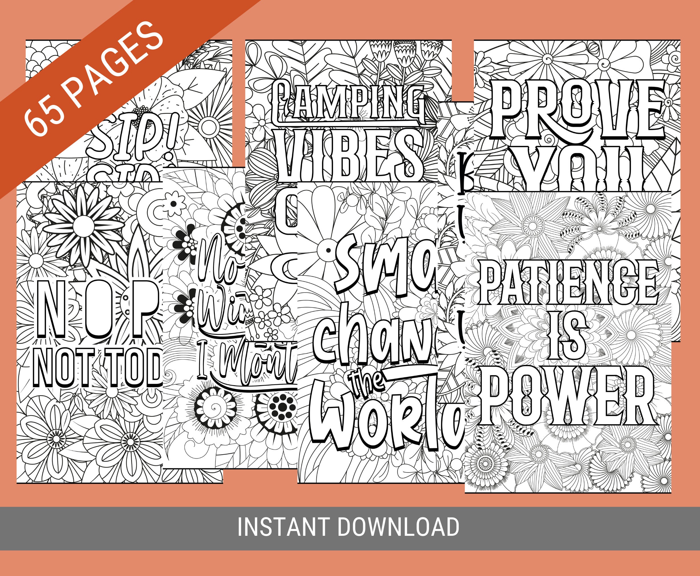 Adult Coloring Pages, 65 Motivational Quotes Coloring Pages, Self Care ...
