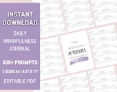 Daily Mindfulness Journal with over 300 Prompts | Wellness Journal, Self Care, Gratitude Journal, Mental Health, Bonus Planners Included