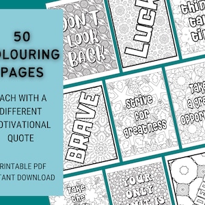 Adult Coloring Pages, 50 Motivational Quotes coloring pages, Mental Health coloring pages, 50 Quotes Plus Bonus 20 Floral Coloring Pages