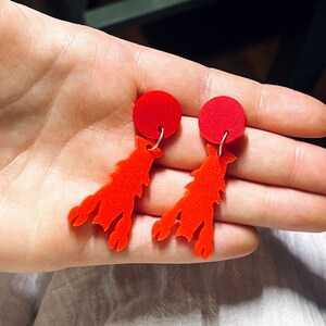 Lobster Earrings Matte Red Acrylic