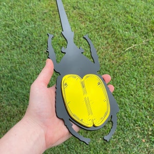 Beetle Laser Cut Mirror Acrylic Wall Art - Hercules Rhinoceros Beetle