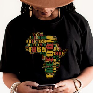 Juneteenth SVG, Afrika Karte SVG, Black Power SVG, Schwarze Frau Geschenke SVG, Seit 1865 SVG, Digitaler Download Schnittdateien für Circut Sublimation
