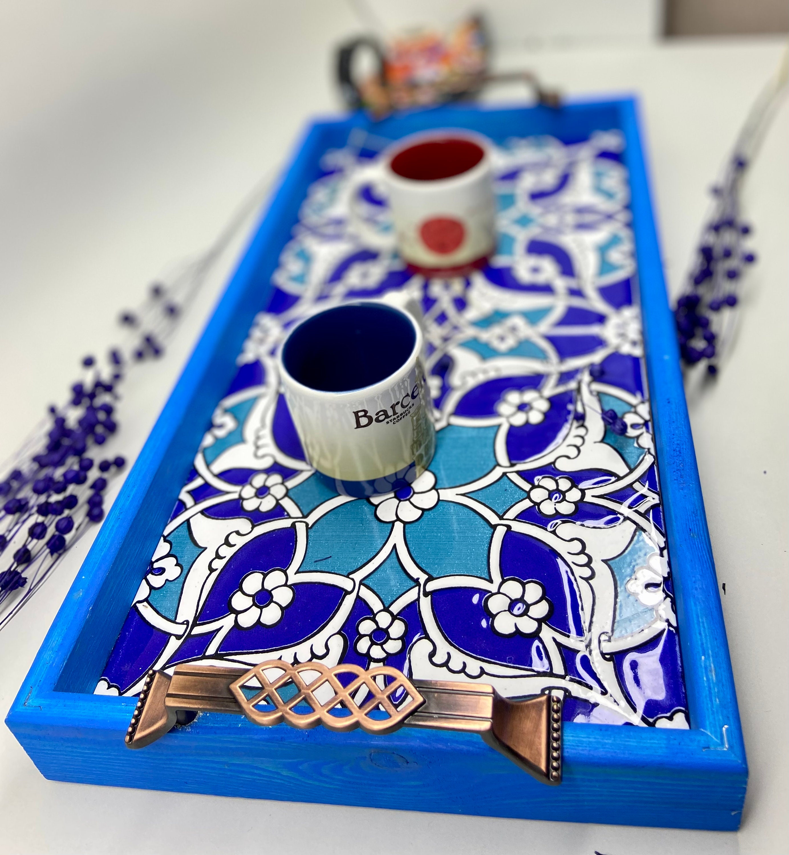 Copper Tray Ceramic Wooden Tray Tea Coffee Table Tray Etsy