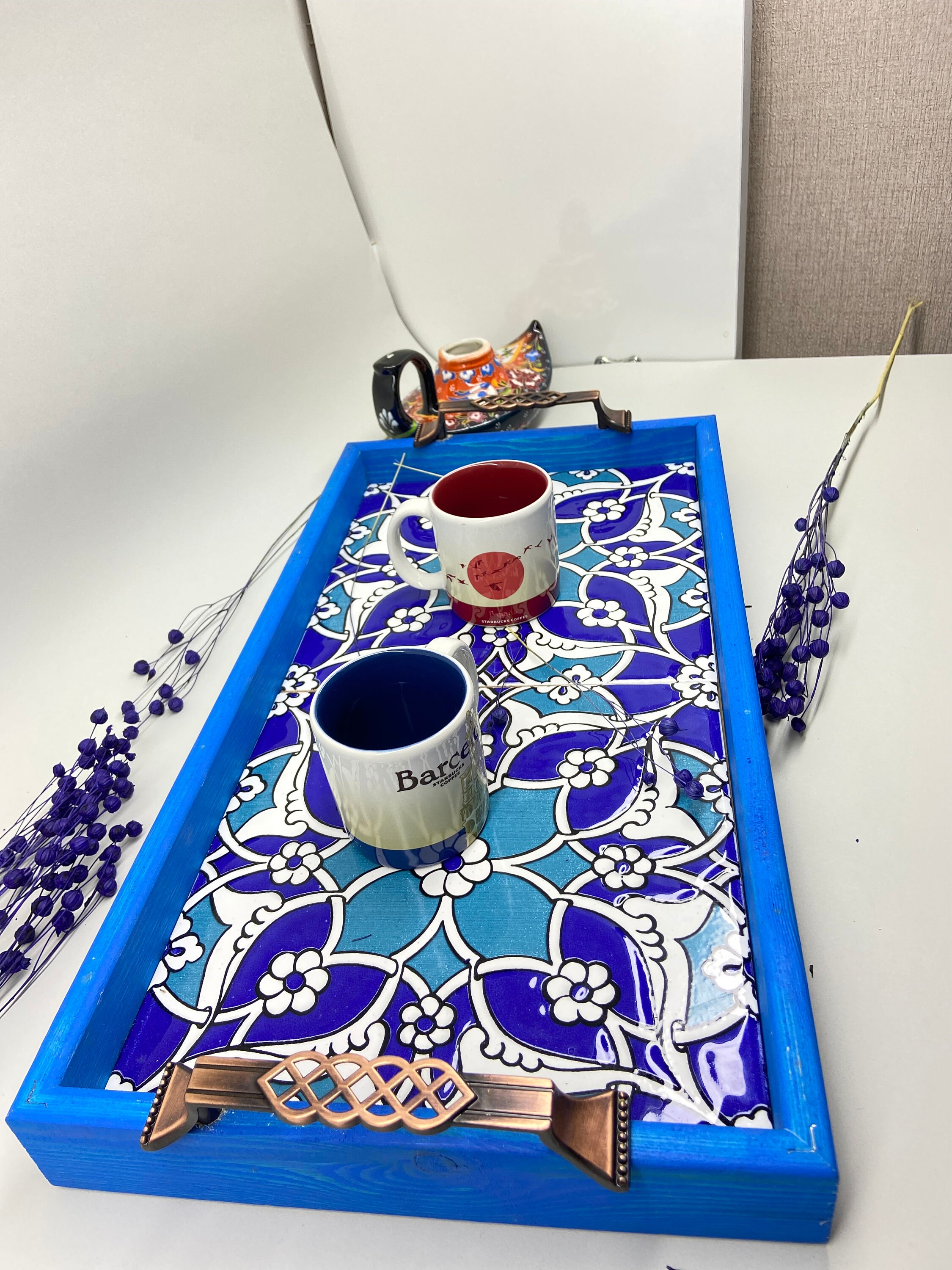 Copper Tray Ceramic Wooden Tray Tea Coffee Table Tray Etsy