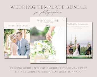 Wedding Photography Template Bundle, Wedding Photography Welcome Guide, Wedding Pricing Guide, Wedding Photography Questionnaire