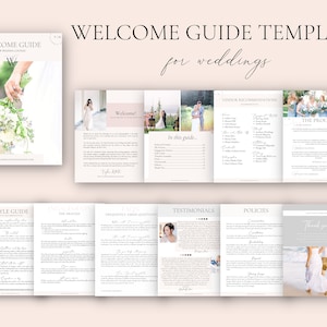 Wedding Welcome Guide Template, Wedding Photography Welcome Guide, Photography Guide, Wedding Photographer Magazine Template, Canva Template