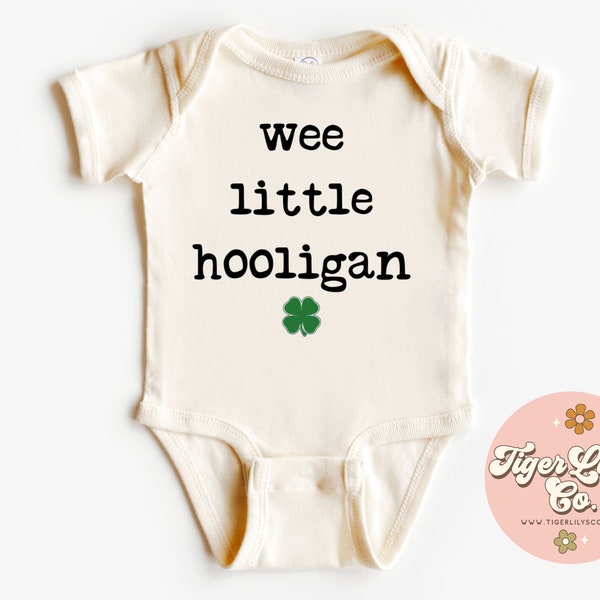 Wee Little Hooligan Baby Onesies® - Cute, Boho, Minimalist, Lucky, Irish, Saint Patrick's Day, Baby Bodysuit One-piece Romper Shirt