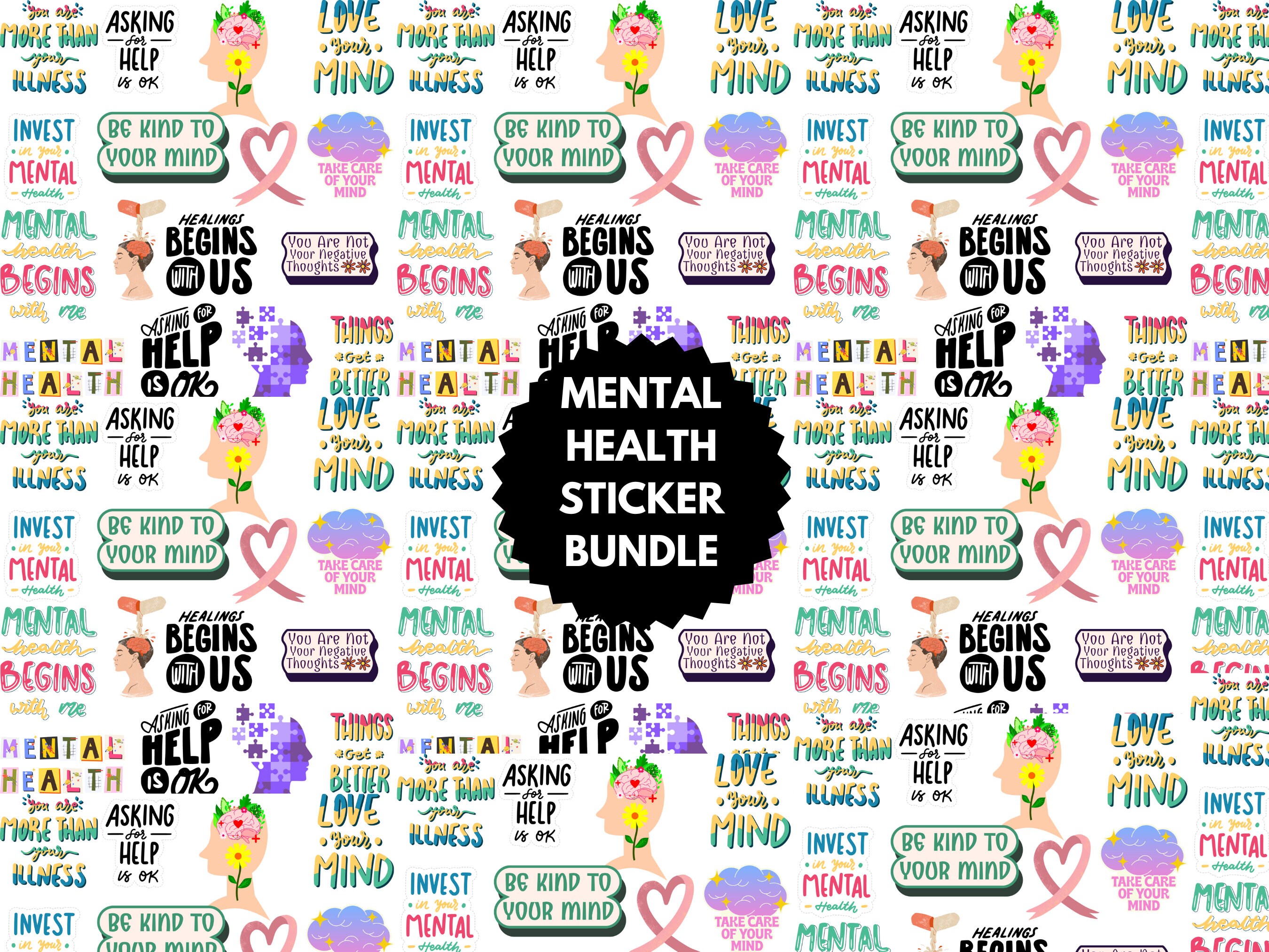 Mental Wellness Stickers, Mental Health Sticker Bundles, PDF File ...