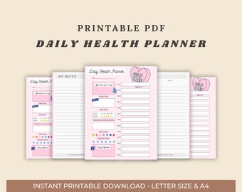 Daily Self Care Checklist, Self-Care Plan, Daily Wellbeing Tracker, Pink and white daily selfcare planner, me time, self care gifts, planner