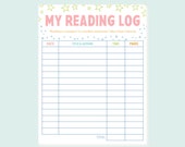Printable Kids Reading Log for Home School Instant Download Book Tracker Reading Incentive Easy to Use Elementary School and Homeschool