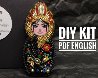 Beaded Embroidery Kit Russische Nesting Puppe, Diy Kit für Erwachsene, Beaded Nesting Doll Tutorial