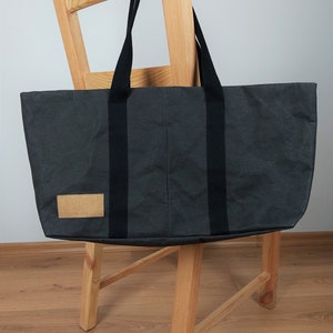 APOLONIA – Sac à main en cuir végétalien noir, sac en papier lavable, sac Washpapa, sac shopper, sac week-end, sac à main en cuir végétalien, sac à bandoulière