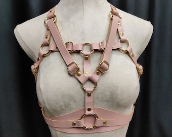 Custom Leather Bra Harness , Different Color and Hardware Options.