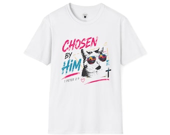 Chosen by Him Cat Tee | Graphic Cat Shirt, Retro Sunglasses Design
