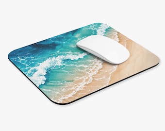 Ocean Waves Beach Shore Mouse Pad | Coastal Surf Desk Mat