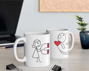 Mug 15oz Magnet Love Cartoon Couple Love / Love Mug / I love you