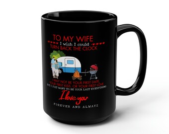 To My Wife Love Gift Wife Mom Black Mug, 15oz
