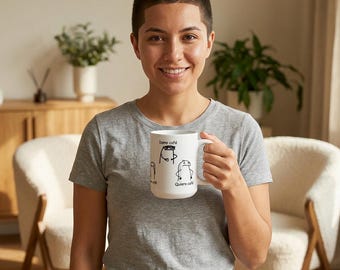 15oz White Ceramic Flork Mug: Hazme, Quiero, Dame Café (C-Handle)