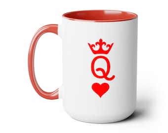 Queen For Her Anniversary Love Valentine Two-Tone Coffee Mugs, 15oz