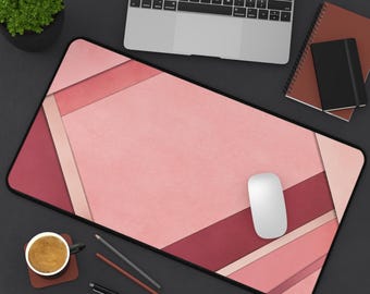Pink Geometric Neoprene Desk Mat, Blush Abstract Office Decor