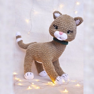 Stella the Cat PDF Amigurumi Pattern Large Stuffed Cat Animal Toy and Decor With 360 Degree Moving Head image 1