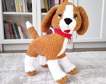 Ralph the Dog PDF Amigurumi Pattern -  Large Stuffed Dog Animal Toy and Decor With 360 Degree Moving Head