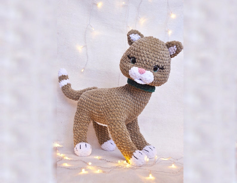 Stella the Cat PDF Amigurumi Pattern Large Stuffed Cat Animal Toy and Decor With 360 Degree Moving Head image 1