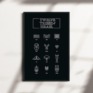 12 Stämme Israels, christliche Wandkunst, Bibel-Vers-Druck, bedruckbar, Pastor Geschenke, Bibelkunst