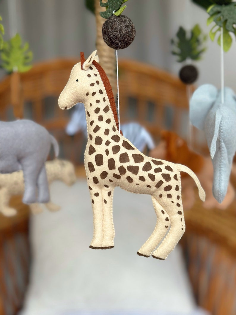 Safari Baby mobile, nursery mobile Giraffe, Zebra, Lion, Rhino, Elephant, Cheetah, Africa mobile, Jungle mobile nursery, Palm mobile zdjęcie 5