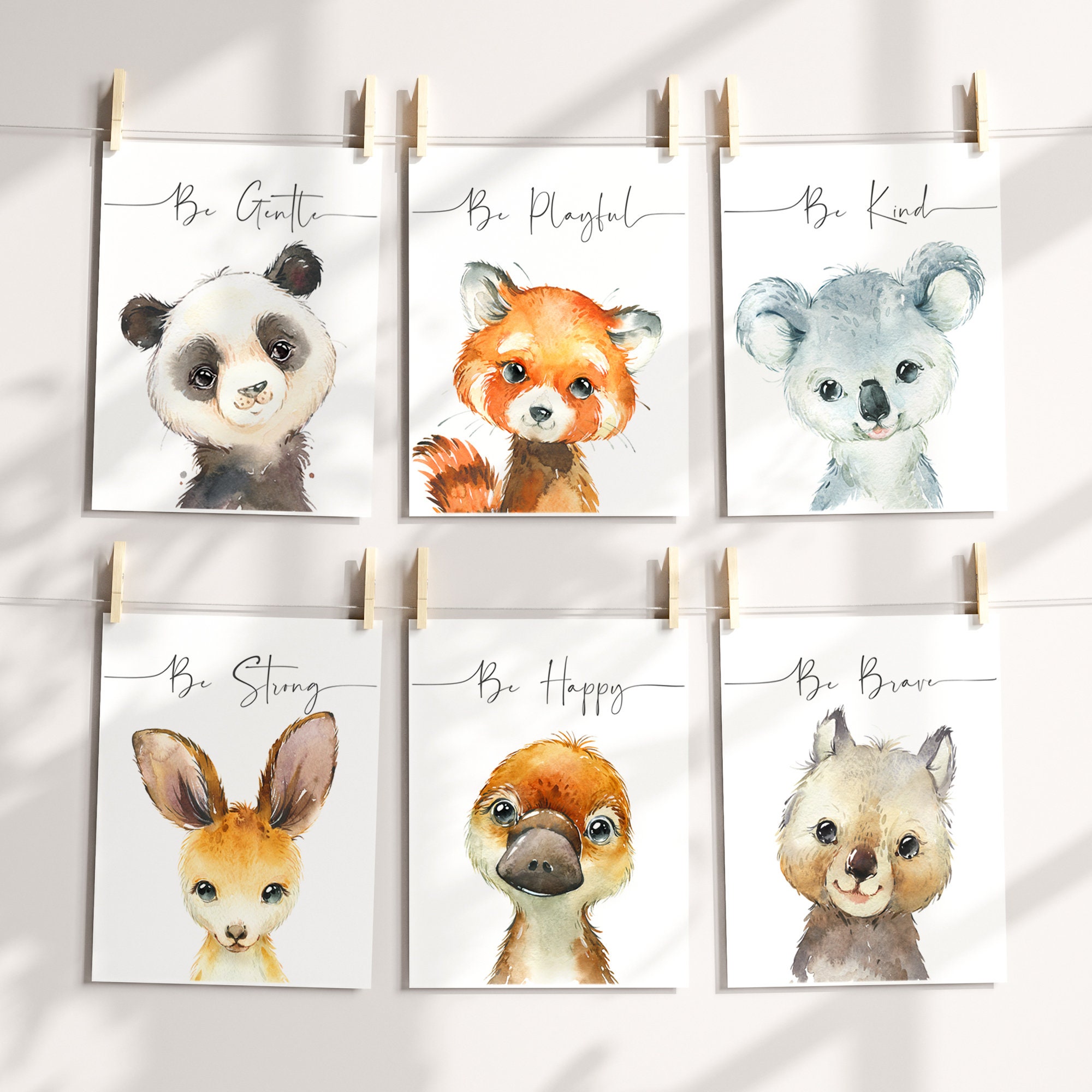 Nursery Room Prints Set of 6 Nursery Wall Art Kids Room Etsy