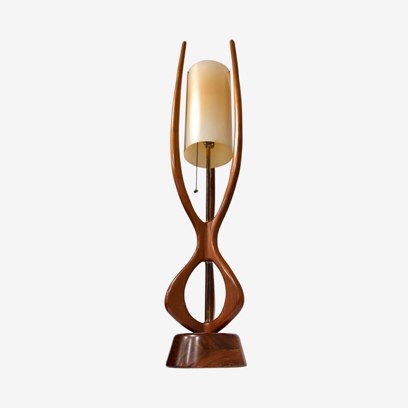 Modeline Lamp Co. attr. Vintage Mid Century Moderb Sculpted Walnut Table Lamp c. 1960s image 2
