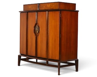 Helen Hobey Baker Vintage Mid Century Modern Burl and Walnut Highboy Dresser c. 1960s