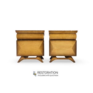 Early Vintage Mid Century Modern Art Deco Pair of Nightstands c. 1950s