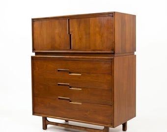 Cavalier Furniture Vintage Mid Century Modern Highboy Dresser c. 1960s