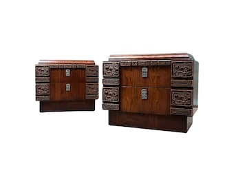 One of a Kind Mid Century Modern Canadian Brutalist Pair of Nightstands c. 1970s
