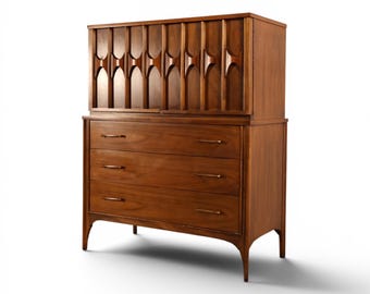 Kent Coffey Perspecta Vintage Mid Century Modern Highboy Dresser Armoire c. 1960s