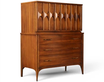 Kent Coffey Perspecta Vintage Mid Century Modern Gentlemen’s Highboy Dresser c. 1960s