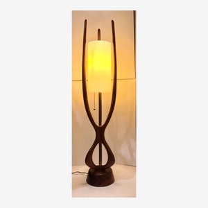Modeline Lamp Co. attr. Vintage Mid Century Moderb Sculpted Walnut Table Lamp c. 1960s image 5