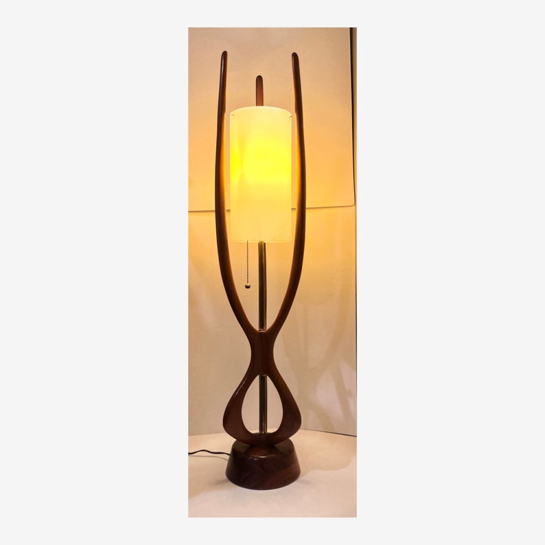 Modeline Lamp Co. attr. Vintage Mid Century Moderb Sculpted Walnut Table Lamp c. 1960s image 5