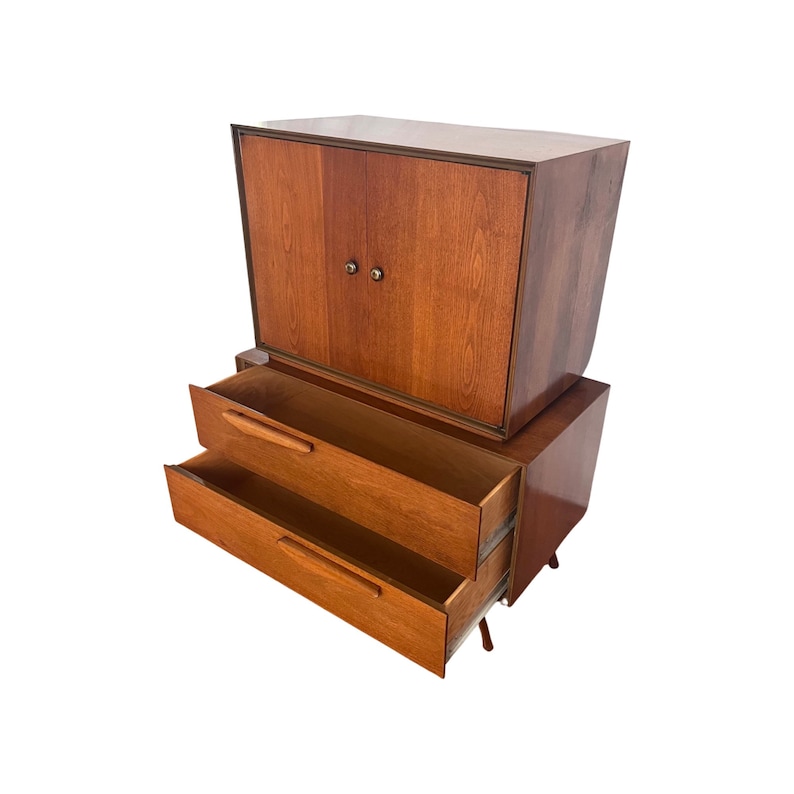 Vladimir Kagan style Sculpted Mid Century Modern Gentlemens Armoire Highboy Dresser c. 1960s image 3