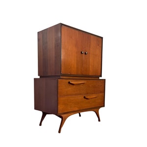 Vladimir Kagan style Sculpted Mid Century Modern Gentlemens Armoire Highboy Dresser c. 1960s image 1