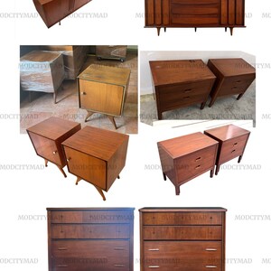 Bassett Mayan Mid Century Modern Highboy Tall Vintage Dresser c. 1960s image 10