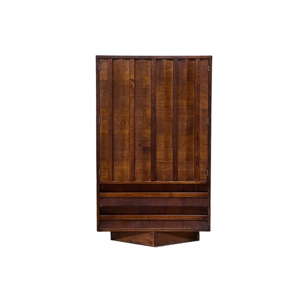 Lane Mid Century Modern Vintage Brutalist Armoire c. 1970s