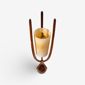 Modeline Lamp Co. attr. Vintage Mid Century Moderb Sculpted Walnut Table Lamp c. 1960s image 3