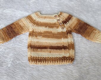 Baby boy / toddler handmade crocheted bear inspired side button jumper/sweater available 0m to 6yr old
