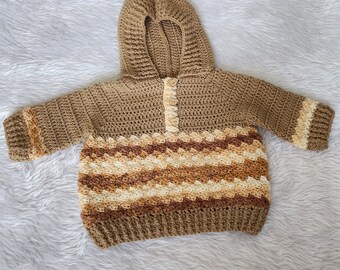 Baby boy handmade crocheted Hoodie available 0month to 6yr old